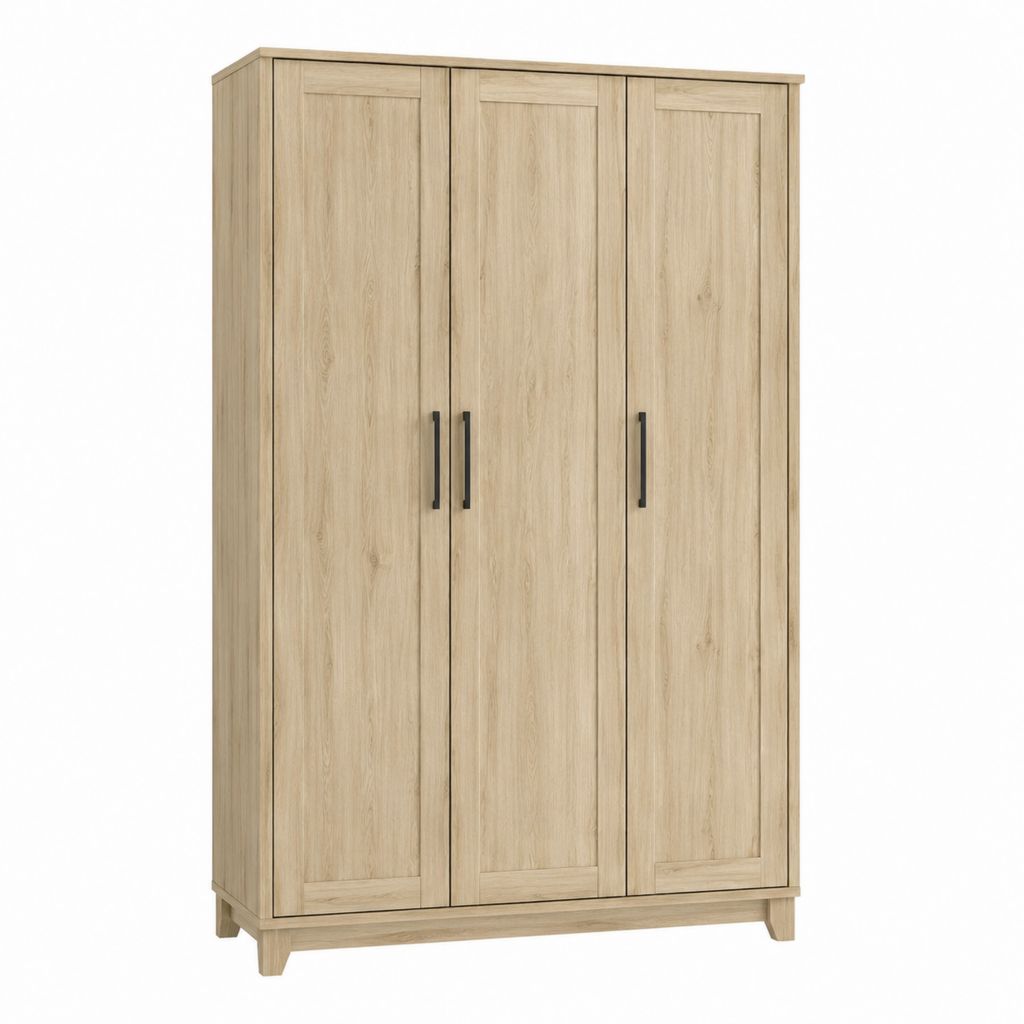 Armoire de chambre 3 portes chêne clair en panneaux de particules 120 x 52 x 190 cm