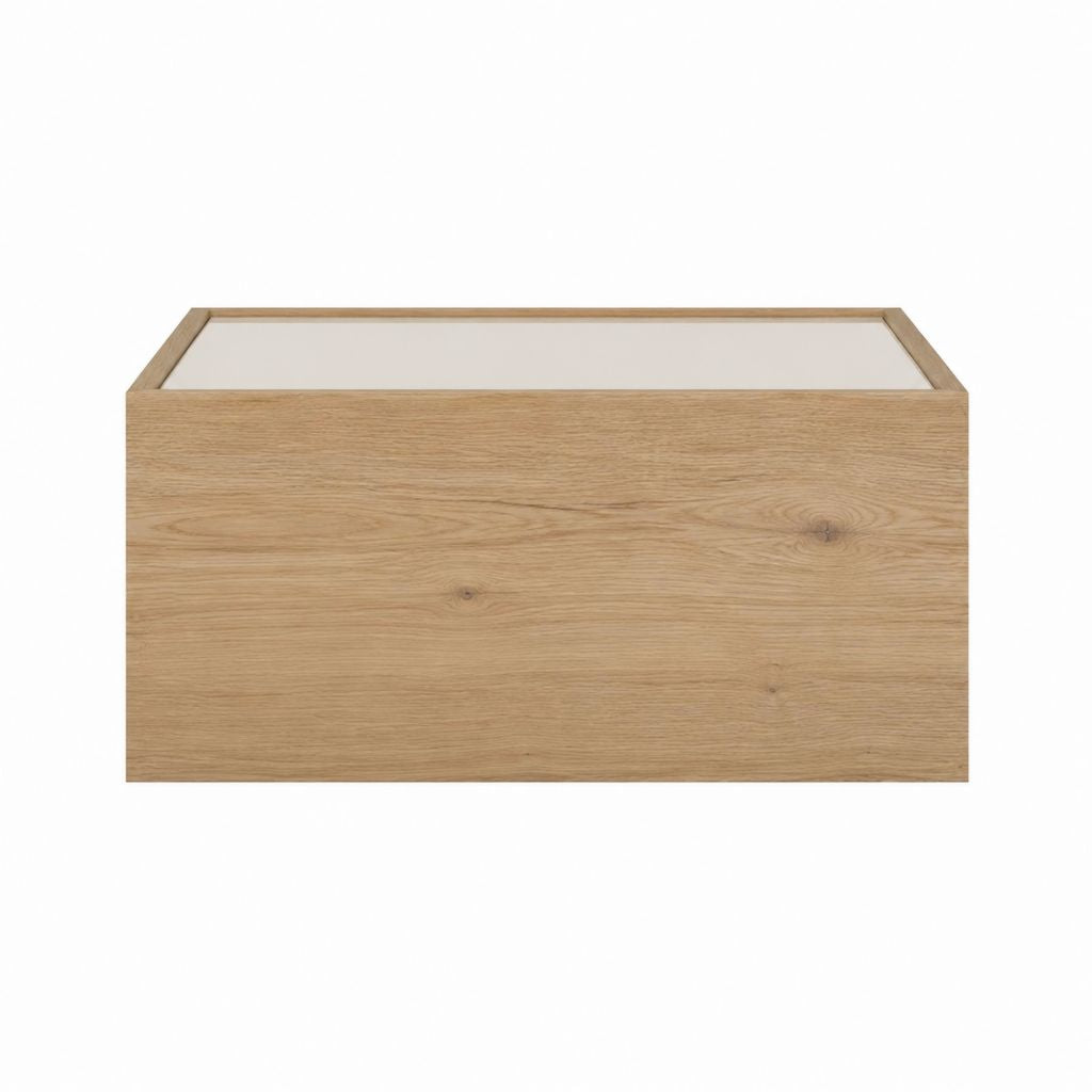 Table basse rectangulaire chêne naturel et blanc 100 x 60 x 35 cm