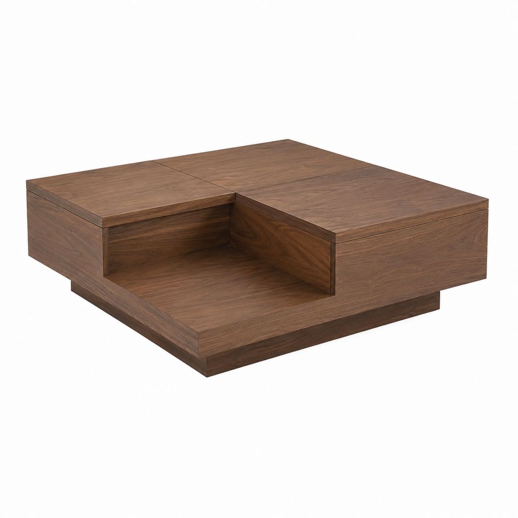 Table basse carrée noyer en panneaux MDF plaqués noyer 100 x 100 x 35 cm