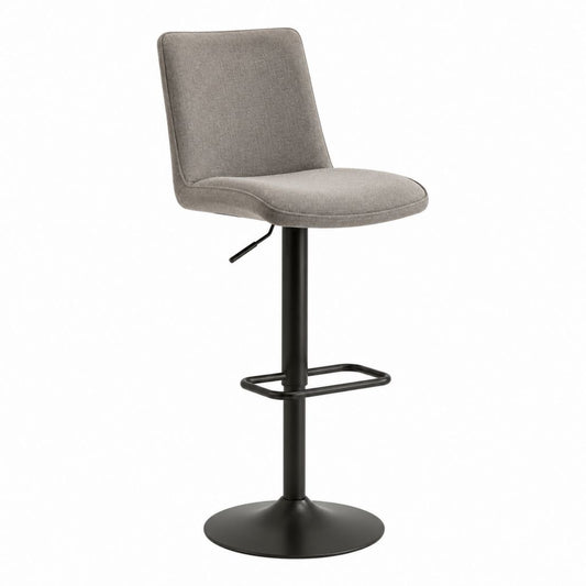 Tabouret de bar réglable gris en polyester à assise rectangulaire 45 x 51 x 89-110 cm