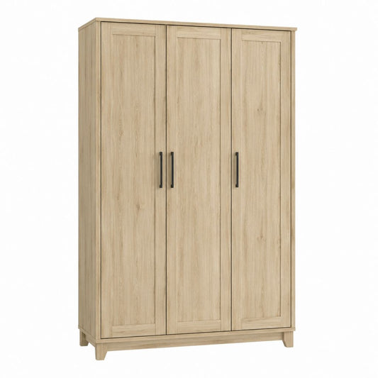 Armoire de chambre 3 portes chêne clair en panneaux de particules 120 x 52 x 190 cm