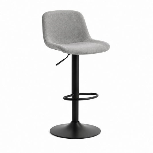 Tabouret de bar réglable gris en polyester avec piètement en acier noir 48 x 52 x 95-116 cm
