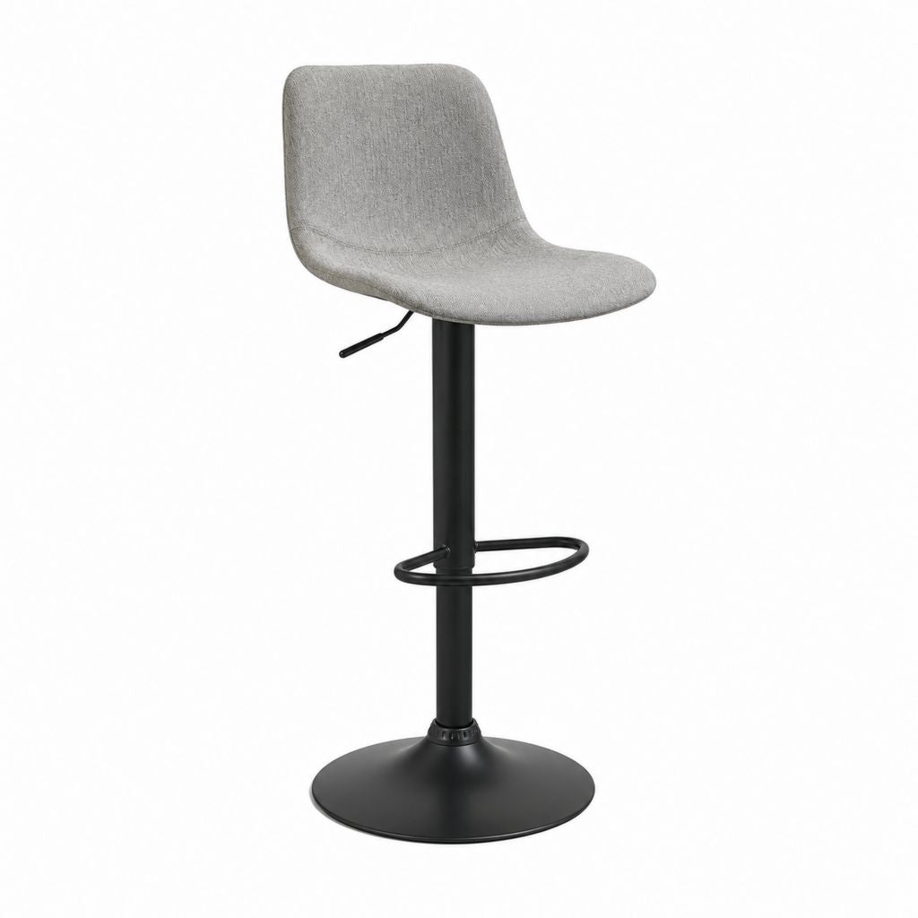 Tabouret de bar réglable gris en polyester et acier avec assise arrondie L 48 x P 52 x H 92-113 cm