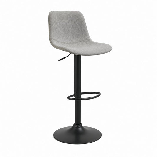 Tabouret de bar réglable gris en polyester et acier avec assise arrondie L 48 x P 52 x H 92-113 cm