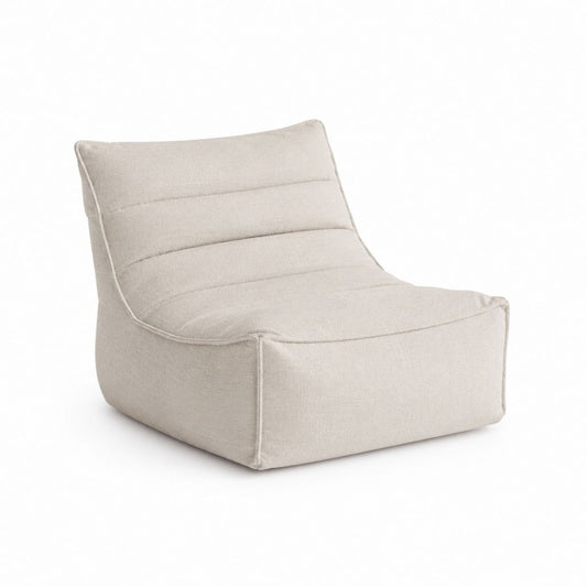 Fauteuil pouf poire beige clair en polyester forme inclinée 80 x 70 x 90 cm