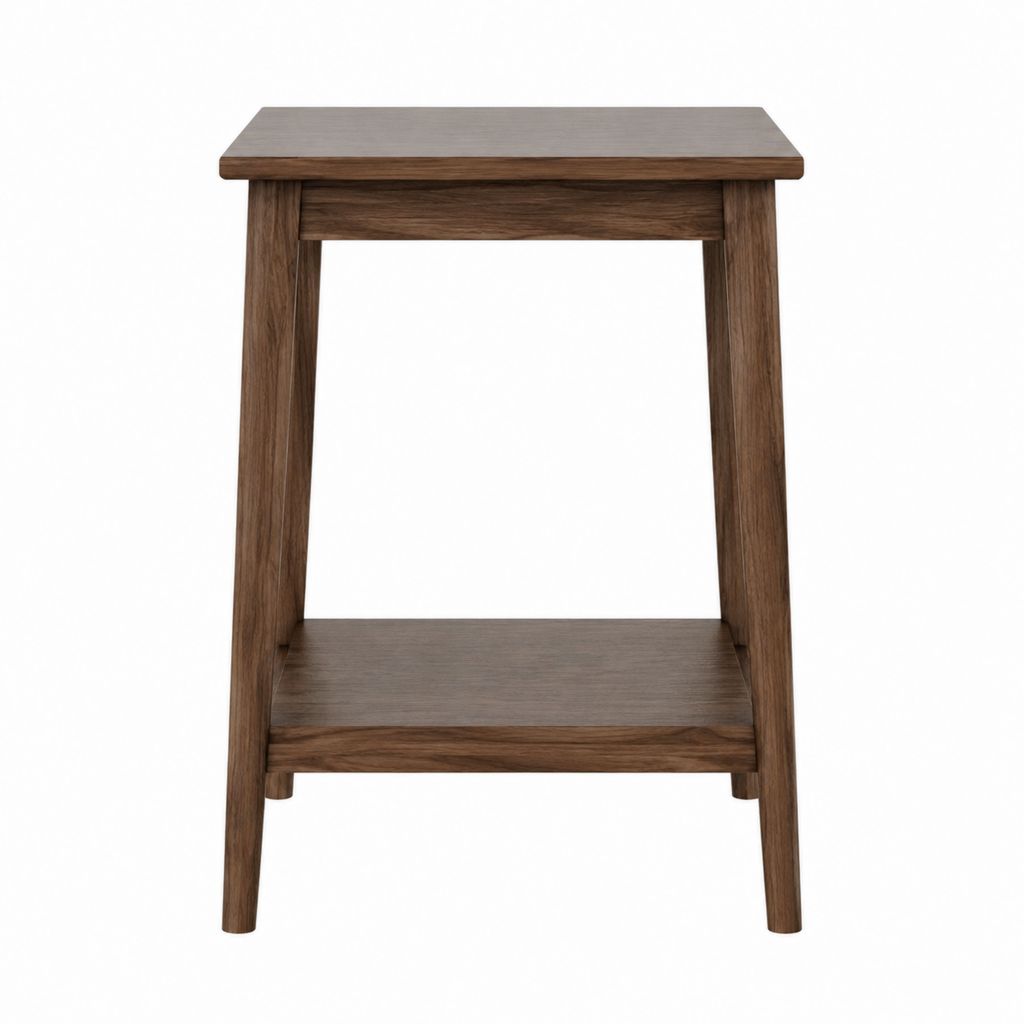Table de chevet rectangulaire marron en bois massif avec étagère 40 x 35 x 60 cm