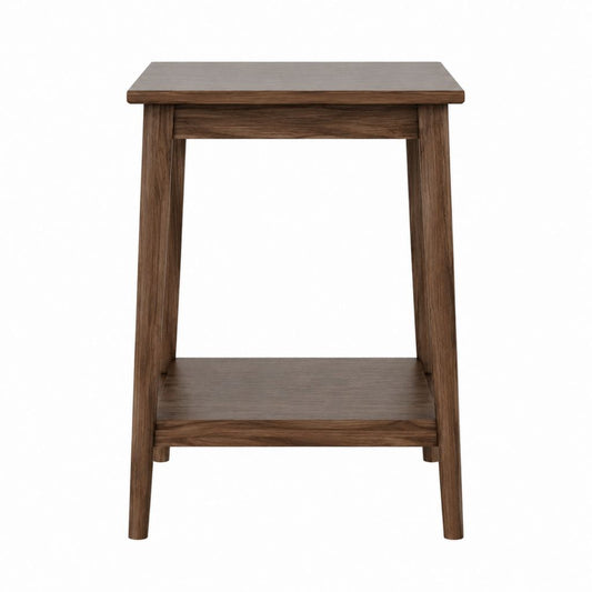 Table de chevet rectangulaire marron en bois massif avec étagère 40 x 35 x 60 cm